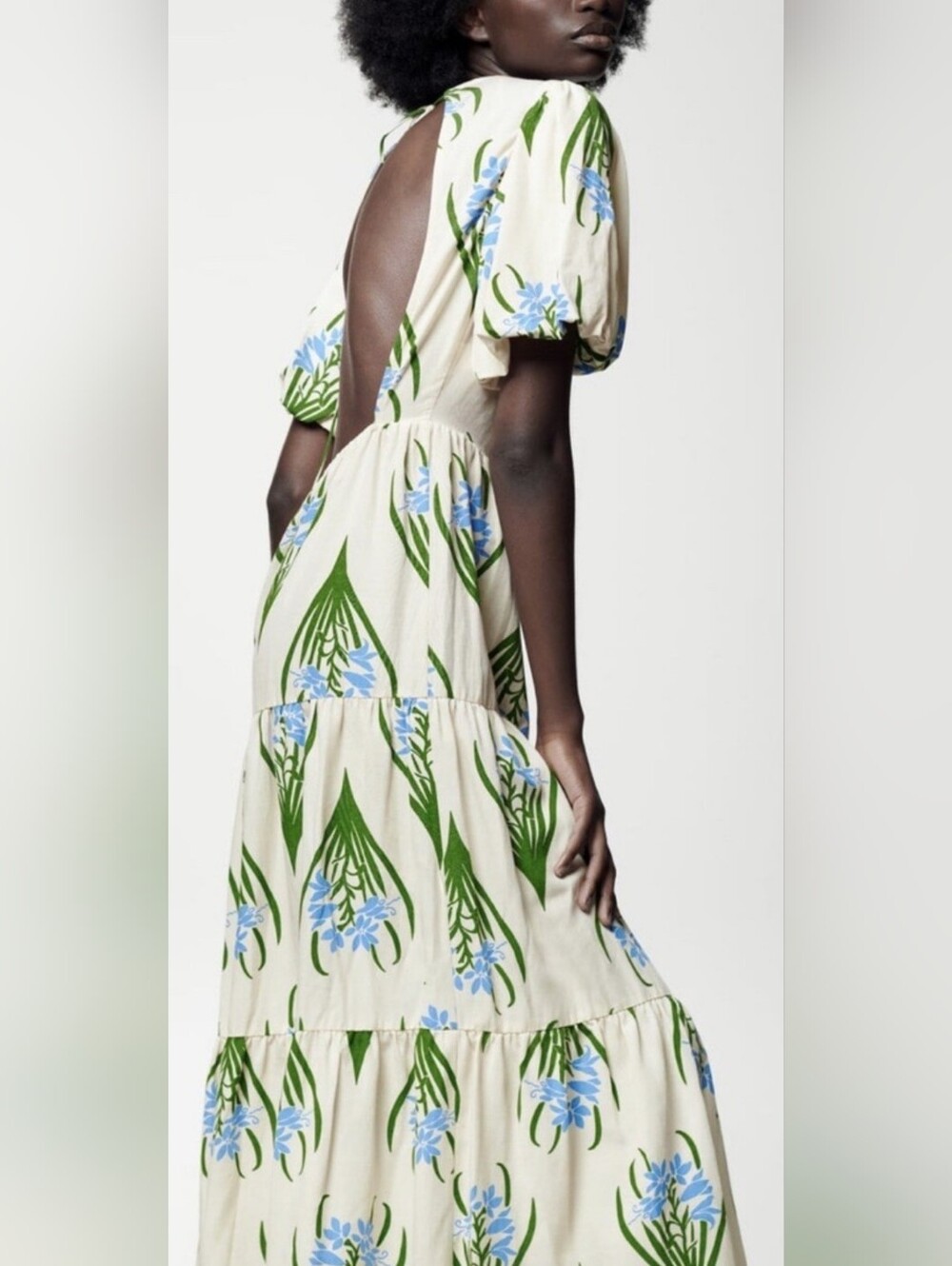 NWT...Zara Sofia Ecru Linen/Cotton Open Back Maxi Dress Size XS - Picture 8 of 12